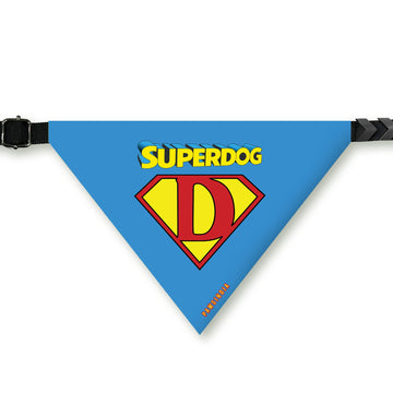 PawsIndia Dog Bandana - Super Dog - Blue